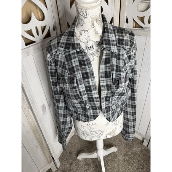Tripp nyc Jackets & Blazers - Tripp NYC Jacket Womens 2 Apx US Large Gray Black Plaid Cropped